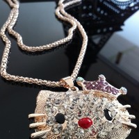 Aksesoris Fashion Korea Kalung Hello Kitty 3D Mahkota