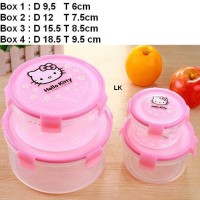 Kotak kue toples lock Hello Kitty bulat isi 4