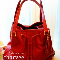 Tas Kulit Import merk Charvee type Blossom Warna Merah Bata