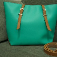 Tas wanita NICOLE bahan KULIT SINTETIS warna biru hijau tosca