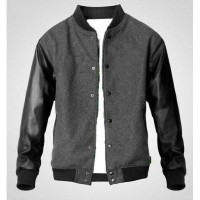 Jaket Varsity Baseball Abu Misty-Hitam