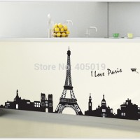Jual WALLSTICKER/WALL STIKER TRANSPARAN 50X70-AY7199-SMALL I LOVE PARIS Murah