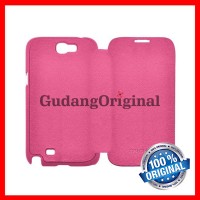Metal-Slim Leather Flip Case Cover Samsung Galaxy Note 2 - Pink