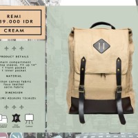 Tas Pria Wanita/Tas Ransel Casual/Bonjour Remi Cream