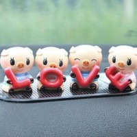 Jual Set Miniatur 4-Ekor Babi Kecil Memegang Tulisan