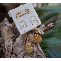 Anting perak gold plate batu rambut sedana