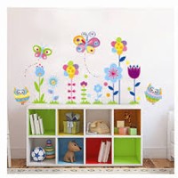 Jual WALLSTICKER/WALL STIKER TRANSPARAN 50X70-JM5116-OWL FLOWER Murah