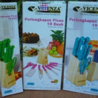 Jual PISAU Warna VICENZA SET STAINLESS STEEL 10BUAH +peeler-gunting+talenan Murah