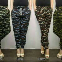 Jual celana jogger/joger pants bahan strech loreng army cewe wanita murmer Murah