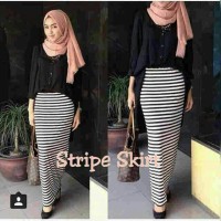 Jual STRIPE SKIRT ROK SPAN PANJANG HITAM PUTIH SPANDEK Murah