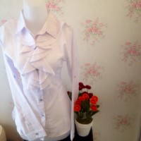 Jual kemeja blus putih wanita kantor renda neci kerah Murah