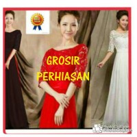 Jual Dress putih panjang / white longdress / Gaun pesta / lace brukat maxi. Murah