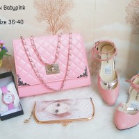 chanel batik babypink tas set 4in1 tas paketan 4in1 murah lokal