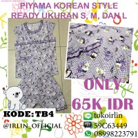 Baju Tidur Piyama Korea Teddy Bear Ungu Purple Lucu Korean Style