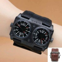Jual Jam Tangan Pria Diesel Owl Double Time Leather Black Murah