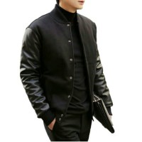 Jual JAKET BASEBALL TANGAN HITAM Murah