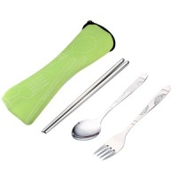 Jual Set Peralatan Makan 3 in 1 Sendok Garpu dan Sumpit Murah