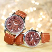 jam tangan fossil wanita kulit motif kayu