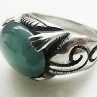 Cincin Pria Dari Turki Batu Akik Agate Hijau Emban Perak 925 Uk.11