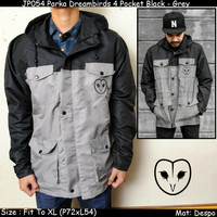 Jual Parka Dreambird Windbreaker Waterproof Black & Gray Murah