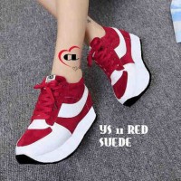 Sepatu Kets black red merah Keren Murah Wedges Platform Unik hitam
