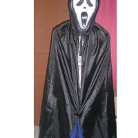 Jual kostum halloween jubah hitam dewasa dengan tudung hitam Murah