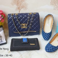 chanel grade navy tas set 4in1 tas paketan 4in1 murah lokal