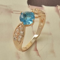 Cincin Lab Blue Aquamarine 9K Rose Gold Filled Ring