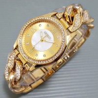 Jam Tangan GUESS rantai kepang warna emas angka rmawi