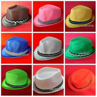 Jual topi fedora anak jerami Nylon Polyester polos warna warni Murah