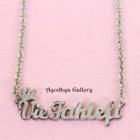 Kalung Nama Grafir Monel - Kalung Nama Princess Grafir Silver