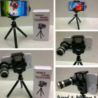 Jual LENSA TELE ZOOM 8X + MINI TRIPOD + HOLDER / PHONE TELESCOPE Murah