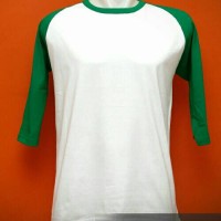 kaos raglan polos hijau putih