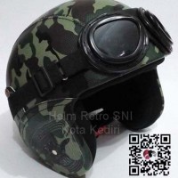 Jual Helm Retro SNI Loreng Full Kacamata Google Lokal Asli 100% Murah