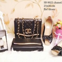 Chanel Loly Black tas set 4in1 tas paketan 4in1 tas paket murah lokal