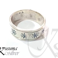 Cincin Ring Perak Silver Bali Motif Bunga Matahari Pria Wanita Lelaki