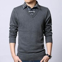 Jual Sweater Brother Joey V Neck Plain Dark Grey Murah