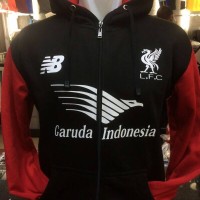 Jaket hoodie Liverpool New Balance warna hitam merah terbaru 2015/2016