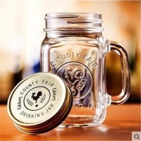 Jual DRINKING JAR IMPORT / MUG / MANSON / GELAS KACA HARVEST 450ML Murah
