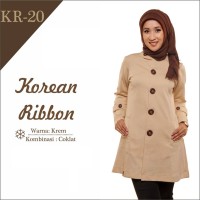 Jual Jaket Wanita Korea Muslimah Hoodie Blazer Ribbon Terbaru Terlaris KR20 Murah