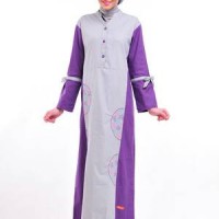 Baju Gamis Katun Nibras Murah Online Ungu Abu NB 79