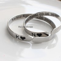 Gelang Nama Bangle Couple Silver / Stainless Steel