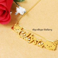 Kalung Nama Hello Kitty Titanium Silver Permata Lapis Emas