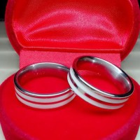 Cincin Couple Titanium Tulus Baadi PUtih, FREE UKIR nama