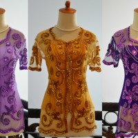 Kebaya Jadi Modern lengan pendek wisuda pesta tile brokat payet simple