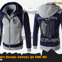Jual Attack on Titan Double Zippers (Jaket Anime - JA SNK 18) Murah