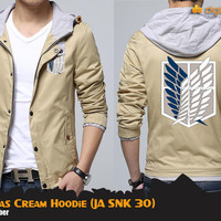 Jual SNK Canvas Cream Hoodie (Jaket Attack On Titan JA SNK 30) Murah