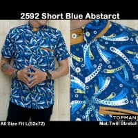 Kemeja Baju Lengan Pendek Pria Kantor batik songket biru