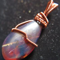 Liontin Kawat Tembaga Pendan Pendant Kalung batu amber Necklace