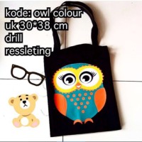 Jual tas totebag ready kode owl burung hantu warna murah Murah